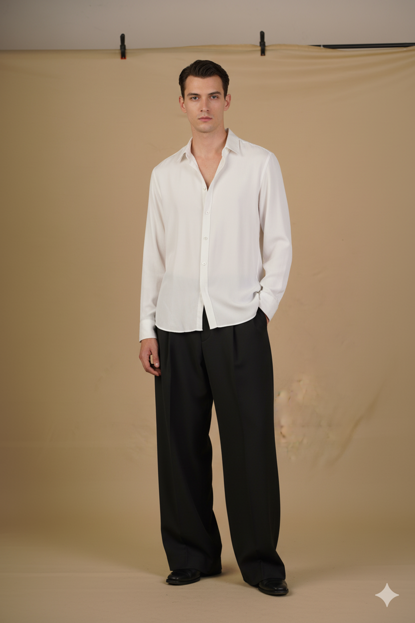 White crape shirt