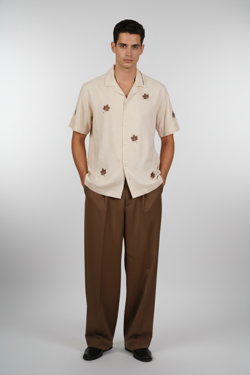 Maple Leaf Embroidery Shirt